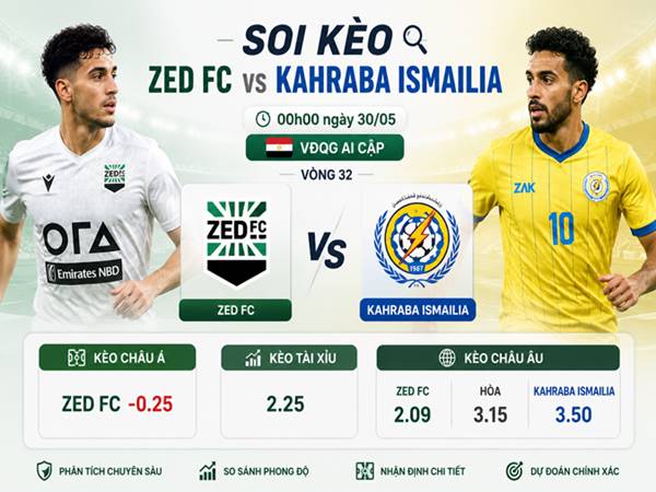 Thông tin ZED FC với Kahraba Ismailia 00h tối nay ngày 30/05